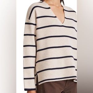 APIECE APART MARU STRIPE V-NECK MERINO WOOL SWEATER